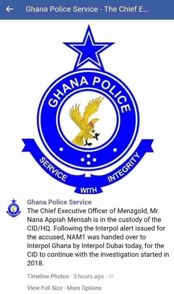 Ghana Police statement on Nam1 arrest 