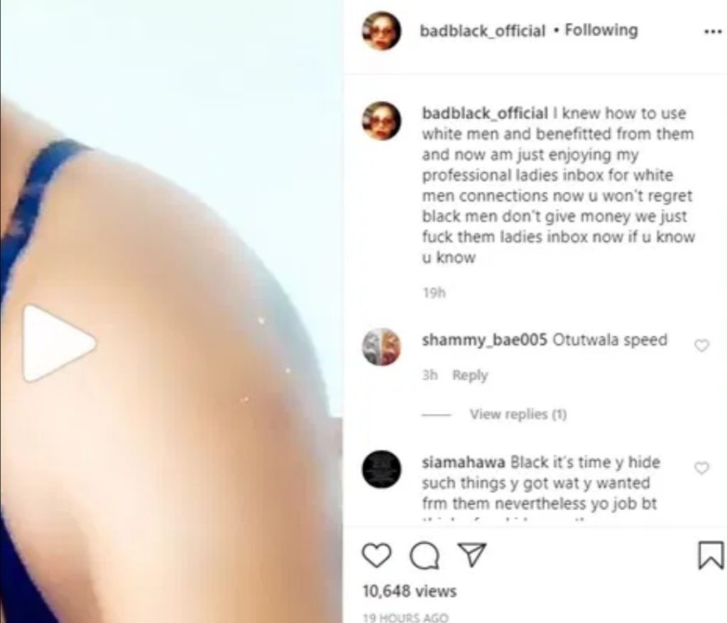 Slay Queen shares steamy bedroom video with lover as she brags about how she exploited white men
