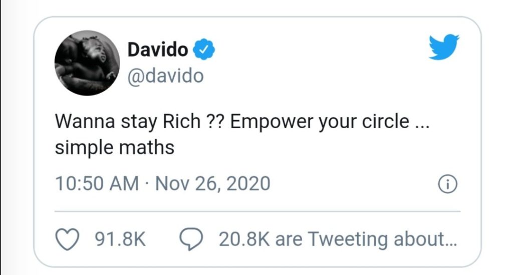 Davido reveals the secret of making money
