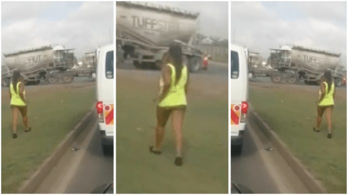 Woman was spotted walking half naked