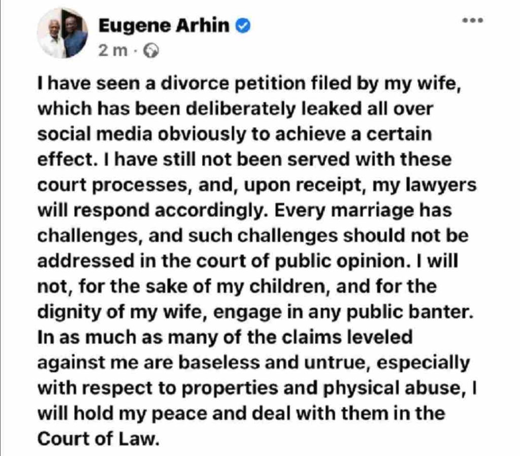 Eugene Arhin wife