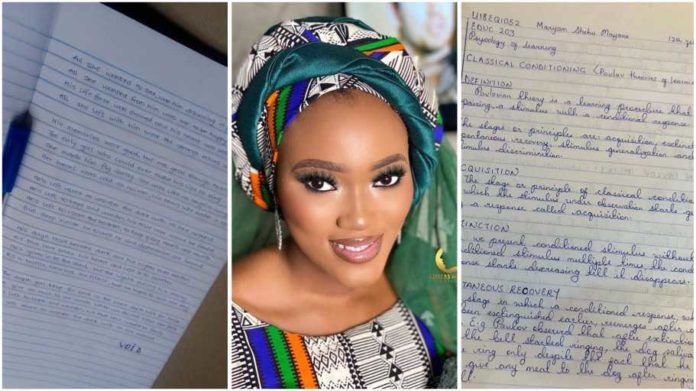 Nigerian lady challenges people to handwriting contest