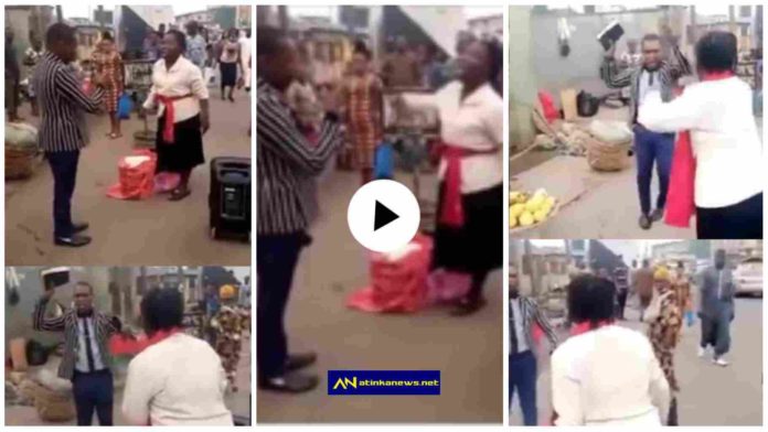 female pastor punches male pastor on the street