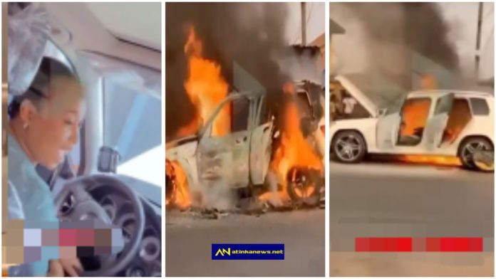 Lady’s Mercedes benz worth ₦9m burnt to ashes