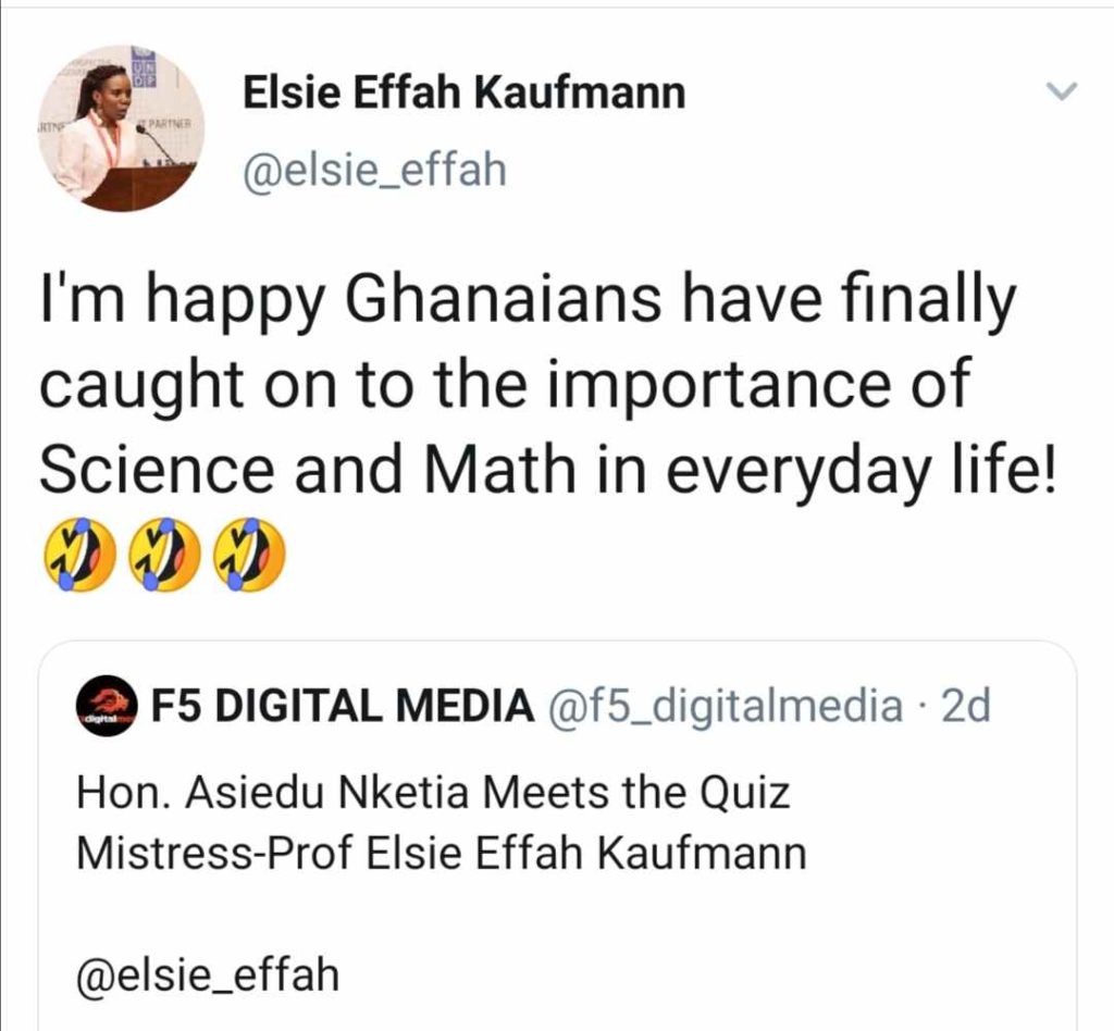 How Quiz mistress reacted to video of Asiedu Nketia with NSMQ tune