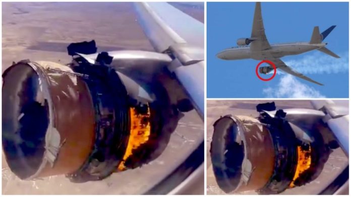 Terrifying moment Plane’s engine explodes and catches fire mid-air
