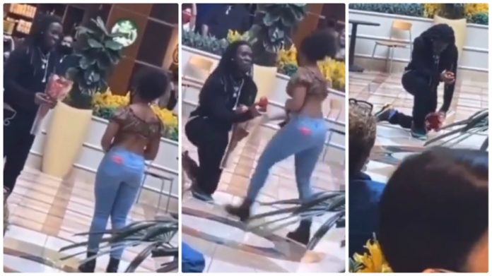 Young man left in tears after his girlfriend said no to his proposal in public