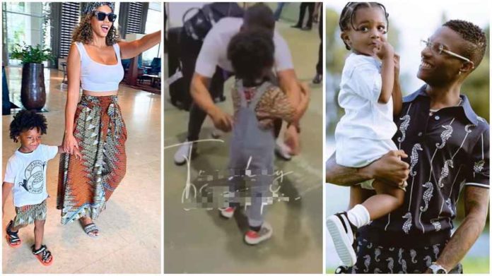 Wizkid’s 3rd son Zion excited as his grandad joins singer and family in Ghana