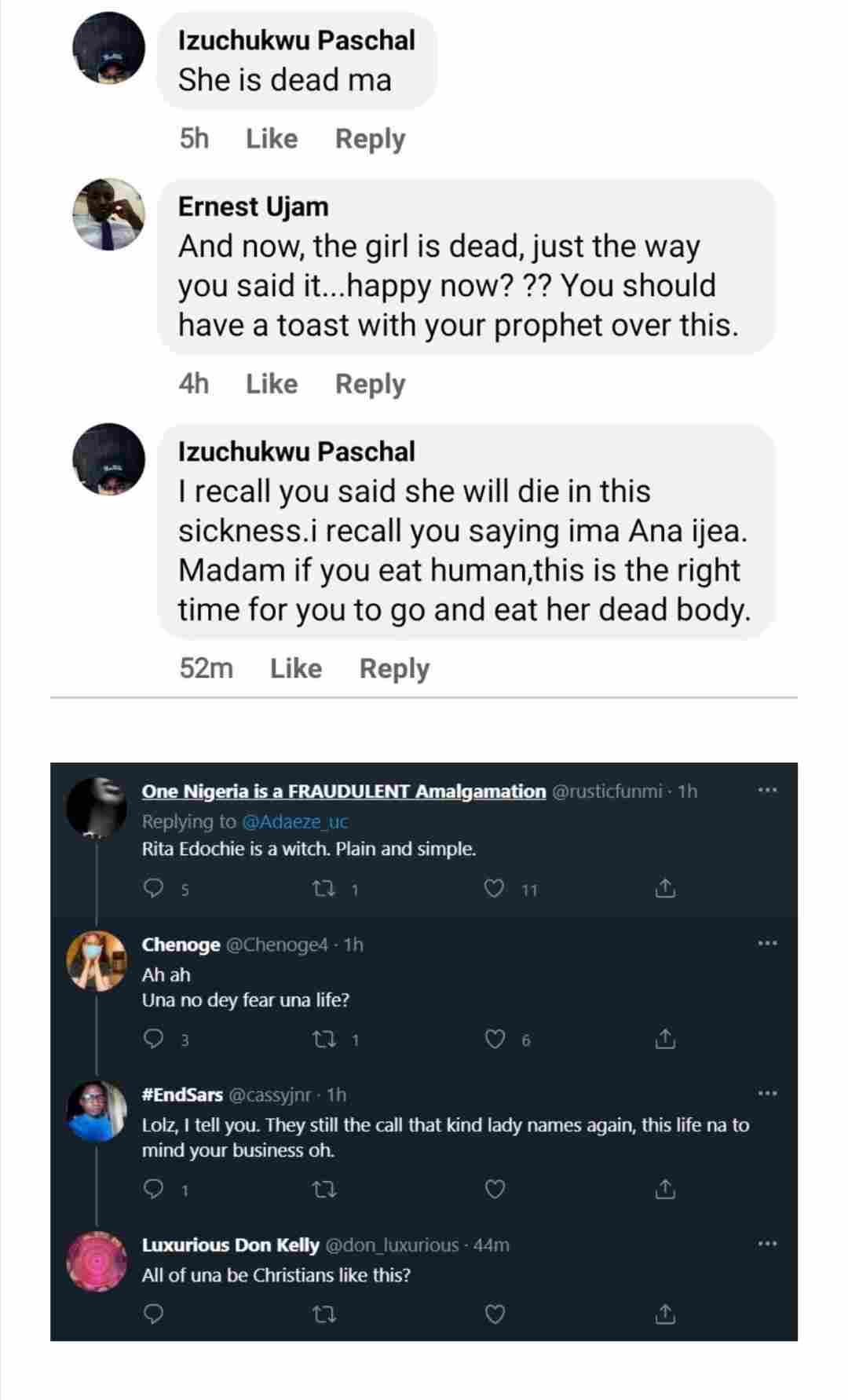 Rita Edochie over what she told Ada Jesus before her death.