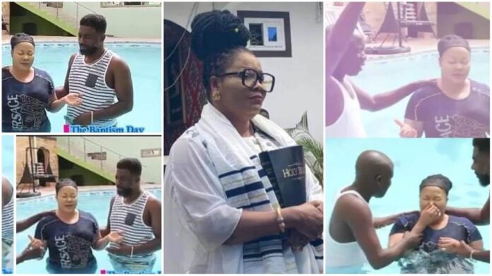 Nana Agradaa was baptised in a swimming pool