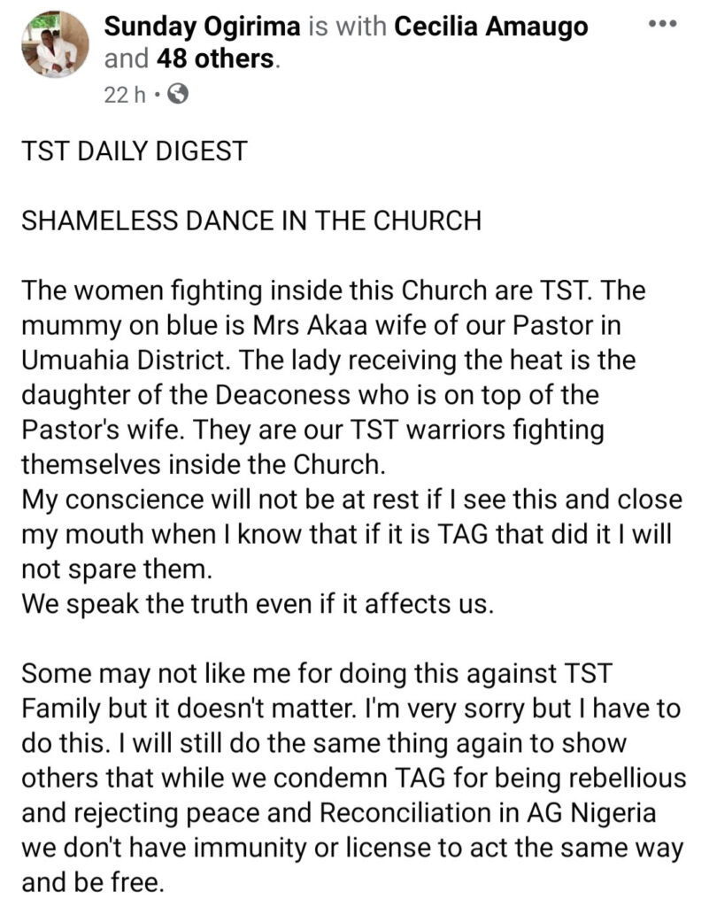 Pastor’s wife and a female church member fight dirty