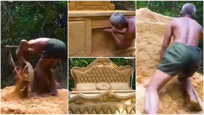 Man transforms mud into beautiful kingsize bed