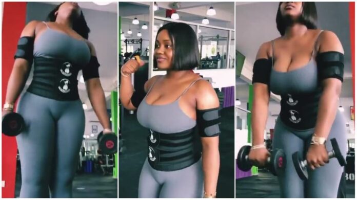 Davido's Chioma causes stir as she parades her massive curves in the gym
