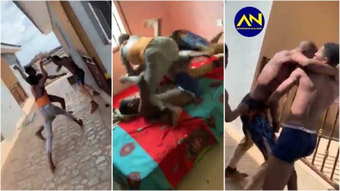 Drama as Lady joins her main boyfriend to fight off her side guy