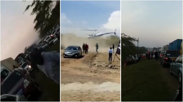 Kenyan man causes stir after ordering chopper to beat heavy traffic in Naivasha