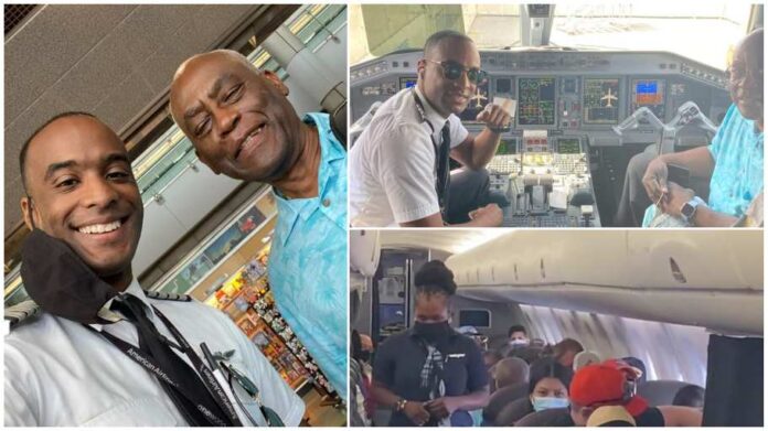 Pilot sheds tears of joy as he flies his dad