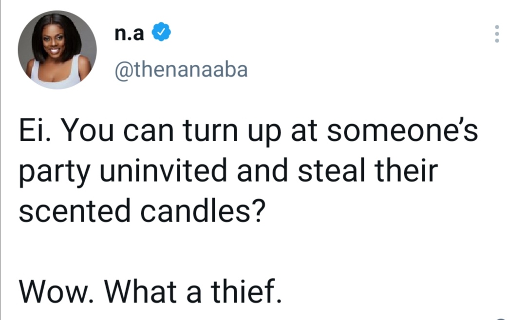 Thieves steal scented candles at Nana Aba Anamoah’s birthday party