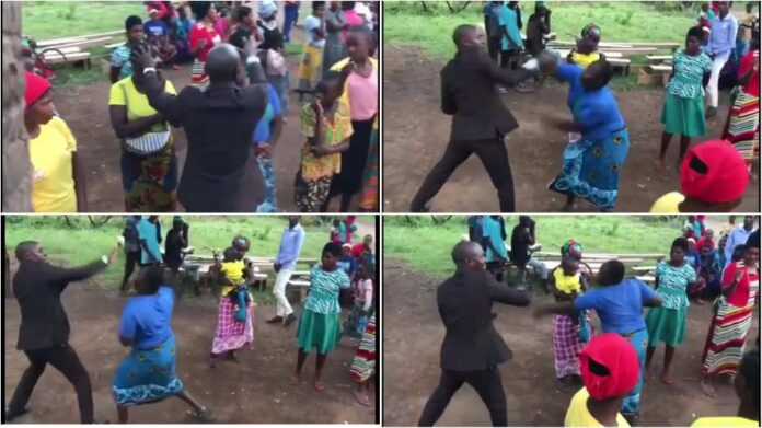 Woman who refuses to fall during deliverance trade blows with pastor