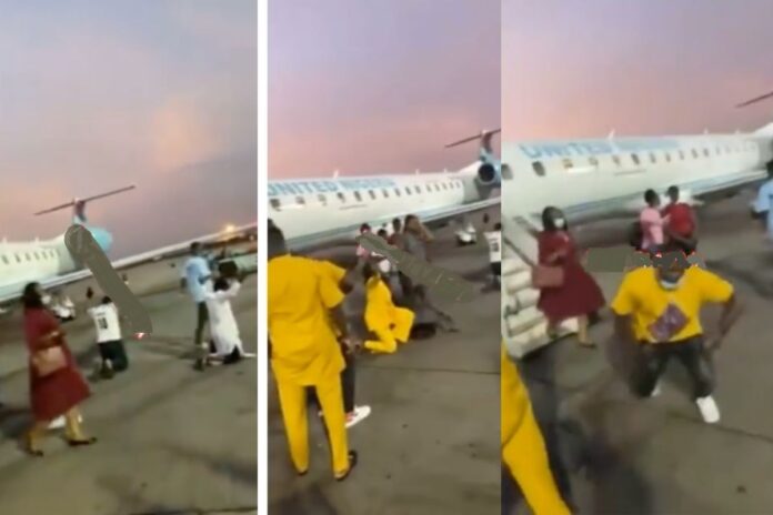 Flight passengers kneel to thank God after surviving a 30 minutes terrible turbulence