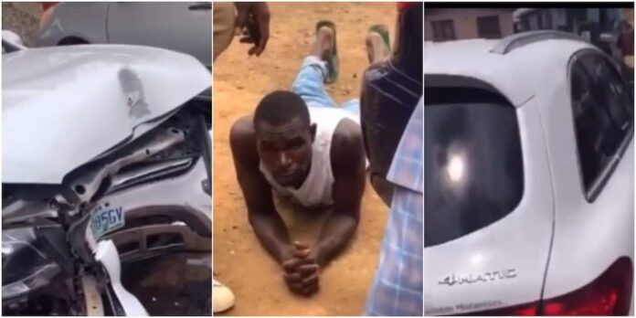 Car wash guy crashes client’s Mercedes Benz while driving to buy food
