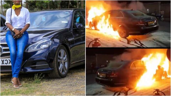 Jilted wife set ablaze Benz her husband bought for his side chick