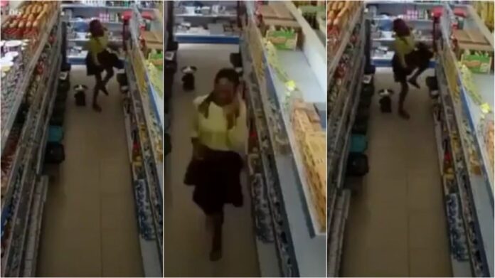 Lady caught on cam shoplifting