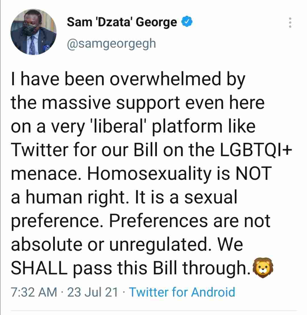 Sister Derby fire Sam George over his position on LGBTQ+ Bill