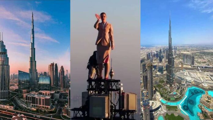 Emirates video of flight attendant on top of Dubai's Burj Khalifa