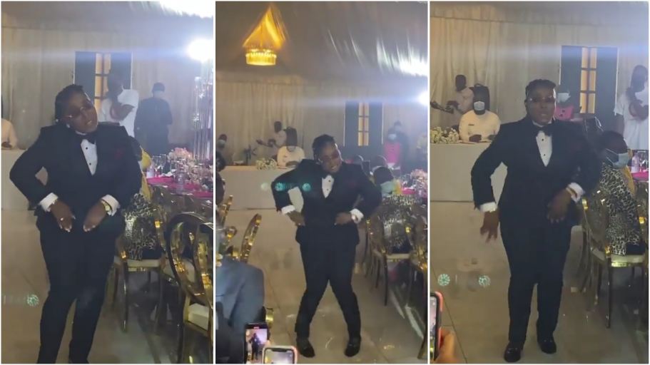 Groomslady steal show at wedding reception with powerful dance moves