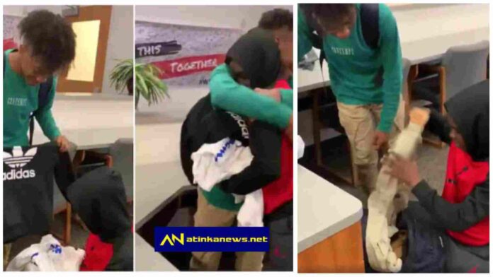Kind boy makes classmate who wears same cloth to school smile, gives him 3 bags of designer clothes