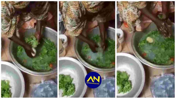 Woman captured washing vegetables with soap before selling them to consumers