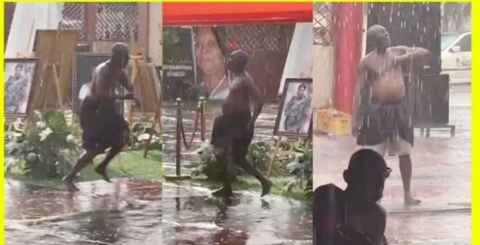 Ghanaian man commands rain to stop at a funeral
