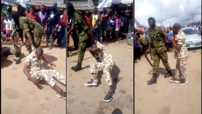 Soldier ruthlessly beats up poor civilian for dressing up in Army Camouflage [Watch]