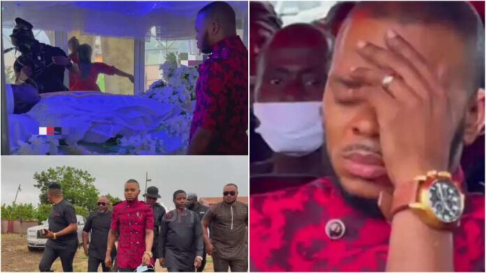 Angel Obinim breaks down in tears at his father's funeral