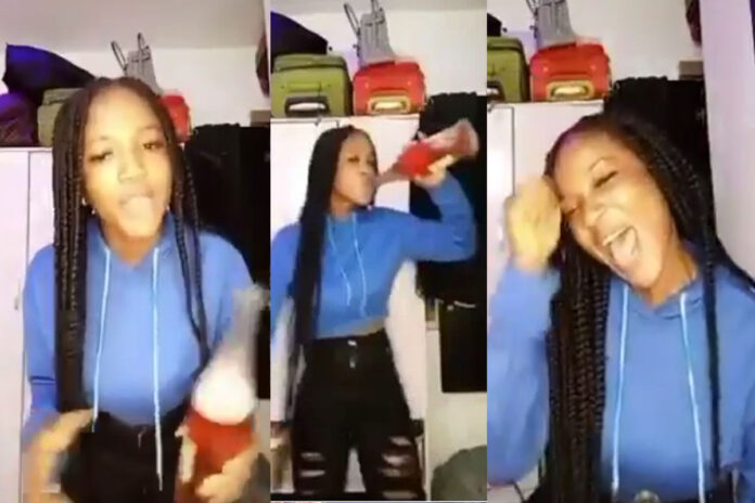 Lady celebrates with wine and music after finally seeing her period for August [Watch]