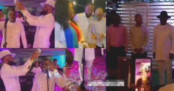 Obofour throws cash in the air as he storms Owusu Bempah’s Birthday party with wife [Watch]