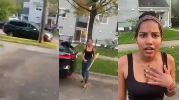 Jealous lady angrily destroy her boyfriend’s car after suspecting he cheated on her