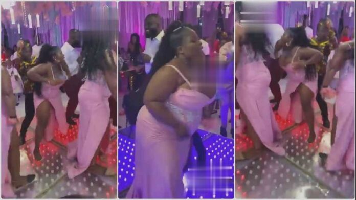 bridesmaids stunned guests in a wedding reception