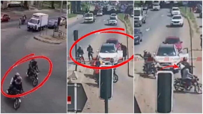CCTV footage showing armed robbers riding on motorbikes