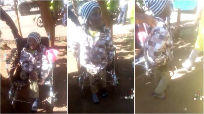 Cunning woman busted begging in the streets with her fake cripple son [video]