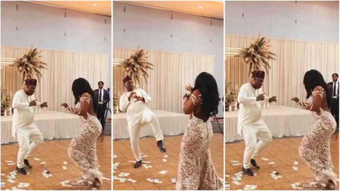 Father scatters dance floor with amazing dance steps at daughter's wedding