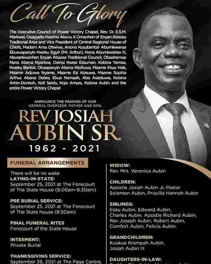 Rev Josiah Aubin Snr funeral 
