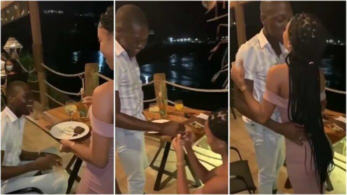 Lady goes down on her knee to propose marriage to his boyfriend