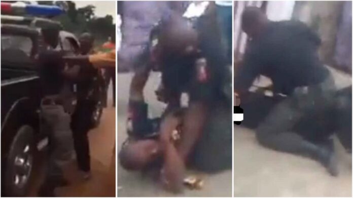 Two police officers fight dirty on the street over bribe taken from driver