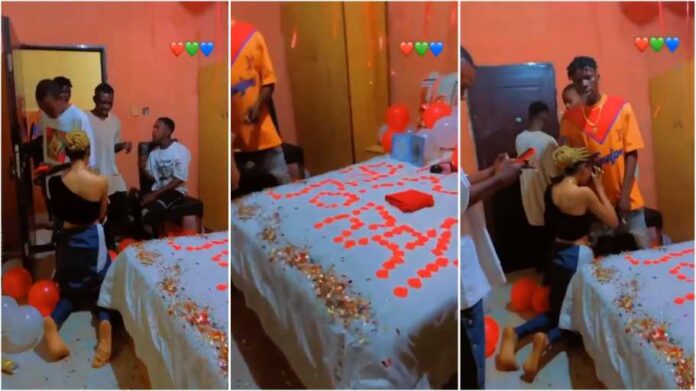 Lady decorates bed and room as she pulls a surprise apology for boyfriend