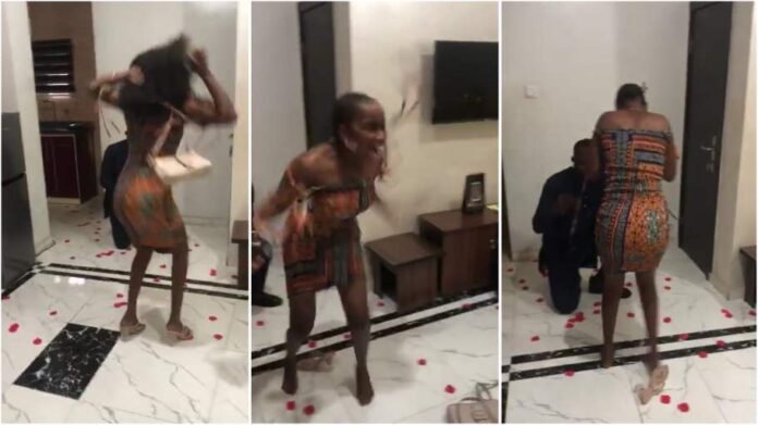 Lady goes gaga , yanks wig off as her boyfriend proposed to her