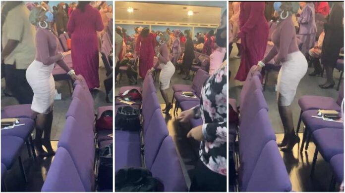 Lady on 6 inches heels & tight outfit wows many in church with her dance