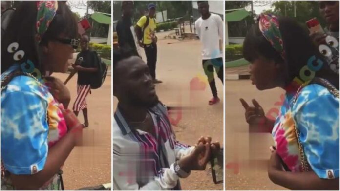 Young Lady slaps boyfriend as he proposes marriage to her in public