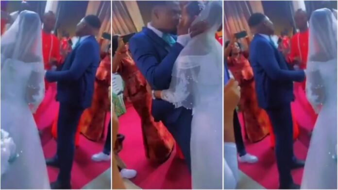 Pastor gives groom a heavy knock for ‘over kissing’ bride in church