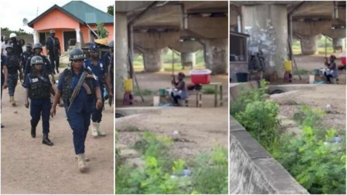 Police arrest two people for pounding fufu under Mallam Junction Overpass